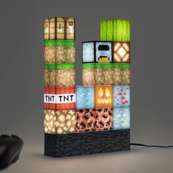 Modal figear Minecraft Steve a ’fuaigheal lampa Diy Blocks Togalach Solas USB Putan Rechargable Seòrsa Lampa Decsktop
