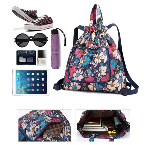 Multifunctional Backpack Women Leisure Printing Backpacks Nylon Waterproof Shoulder Bags Shopping Large Capacity Backpack Travel 5