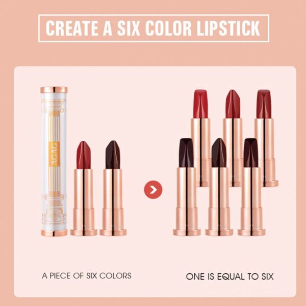 Six color Lipstick Double headed Non stick Cup Waterproof Lasting Matte Rotten Tomato Color Lip Stick 5