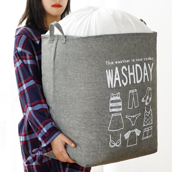 Super Large Laundry Basket 75LFoldable Storage Laundry Hamper With Drawstring Cover Water Proof Linen Toy Clothes 4