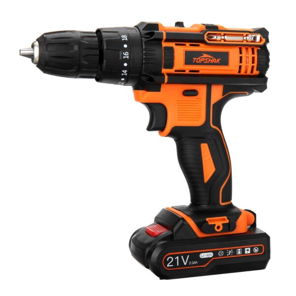 TOPSHAK TS ED2 21V Brushed Cordless Impact Drill Rechargeable 2 Speeds LED Electric Drill W 1