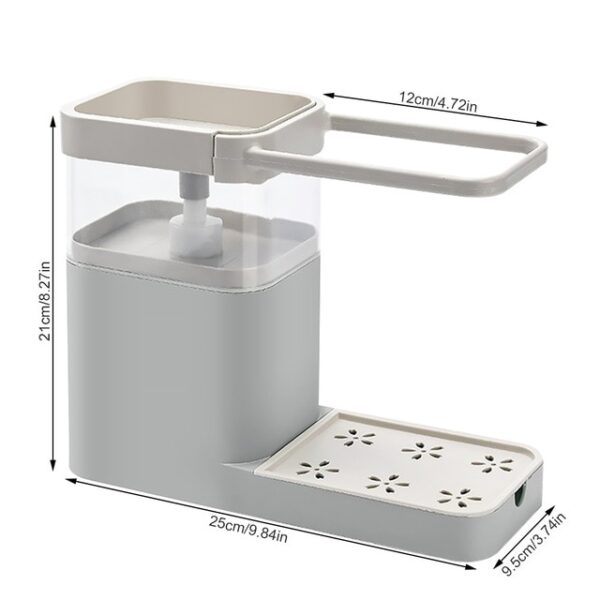 ရေမြှုပ်တစ်မျိုးတည်းတွင် နှစ်ခုပါသော Drain Soap Dispenser with Sponge Pump Dispenser Wipe Arrangement Rack Dish Towel 11.jpg 640x640 11