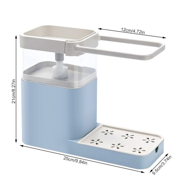ရေမြှုပ်တစ်မျိုးတည်းတွင် နှစ်ခုပါသော Drain Soap Dispenser with Sponge Pump Dispenser Wipe Arrangement Rack Dish Towel 9.jpg 640x640 9