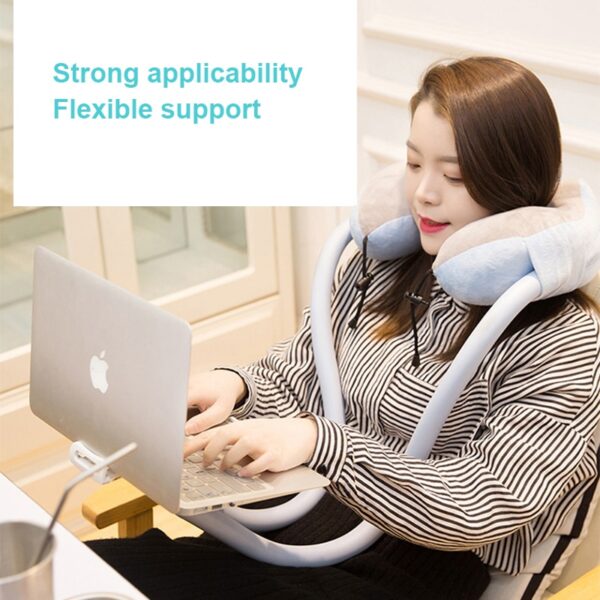 U Shaped Neck Pillow With Gooseneck Tablet Phone Holder Memory Foam Nap Pillow With Flexible Phone 2