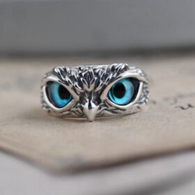 Silver Demon Eye Owl Ring - image 2