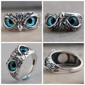 Silver Demon Eye Owl Ring - image 6