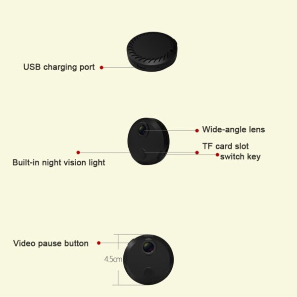 1080P trådløst mini WiFi-kamera Hjemmesikkerhetskamera Overvåking IR Night Vision Bevegelsesdeteksjon fjernkontroll Baby 2