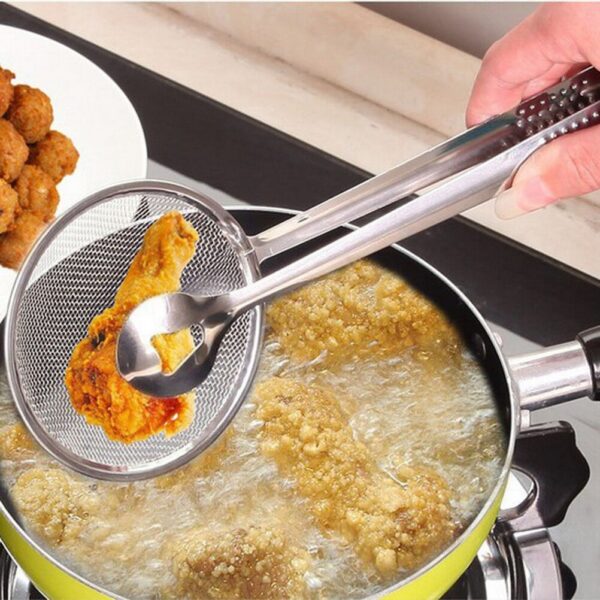 1PC 28 10cm polayê zengarnegir Xwarinê Tong Strainer Metbexê Parzûna Mesh Spoon Xwarinê Xwarinê Sorkirî Rûnê Strainer 1