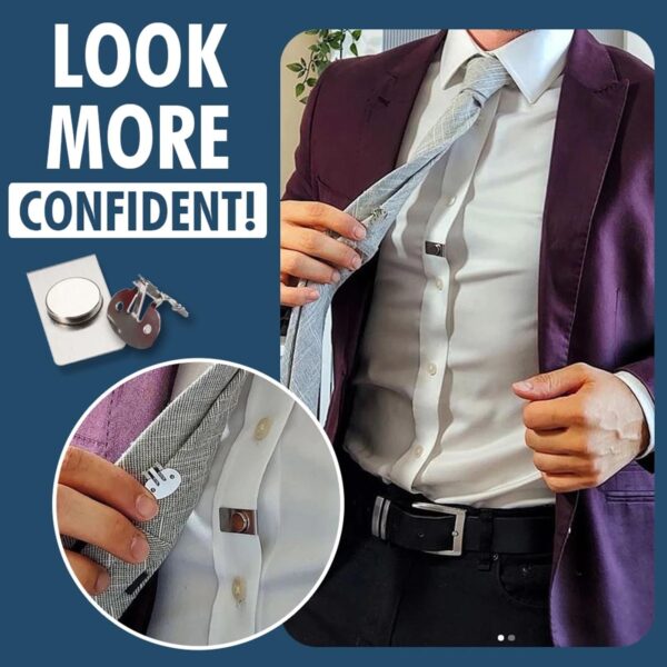 1pc Tie Stay Clips Invisible Magnetic Stainless Steel Anti-Wrinkle Clip Anti floating and Anti swing 2