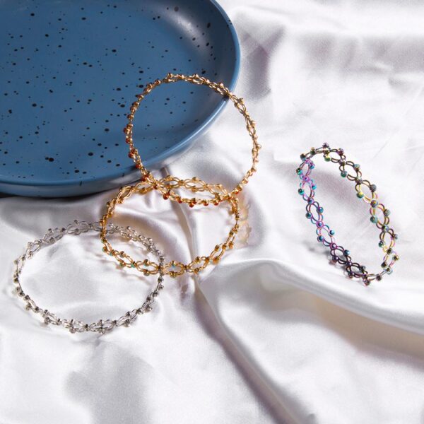 2 In 1 Magic Retractable Ring Bracelet Creative Stretchable Twist Folding Ring Crystal Rhinestone Bracelets Women 2