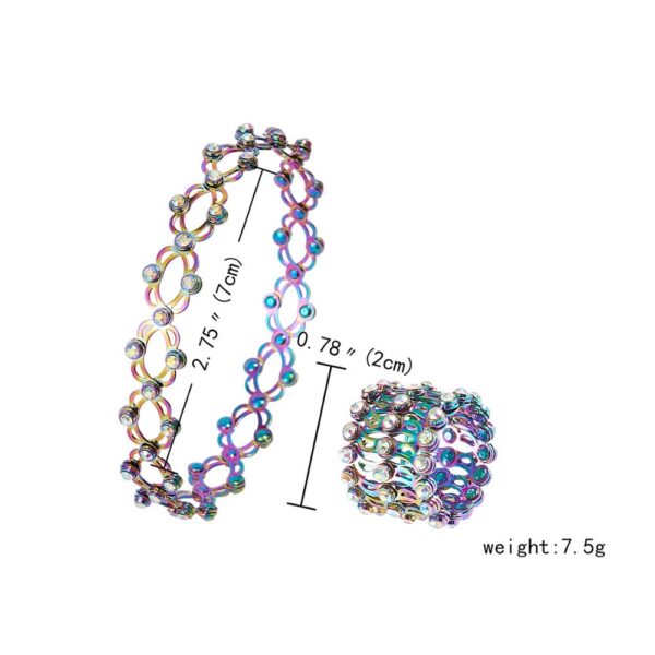 2 в 1 Magic Retractable Ring Bracelet Creative Stretchable Twist Folding Ring Crystal Rhinestone Braslet Women 5