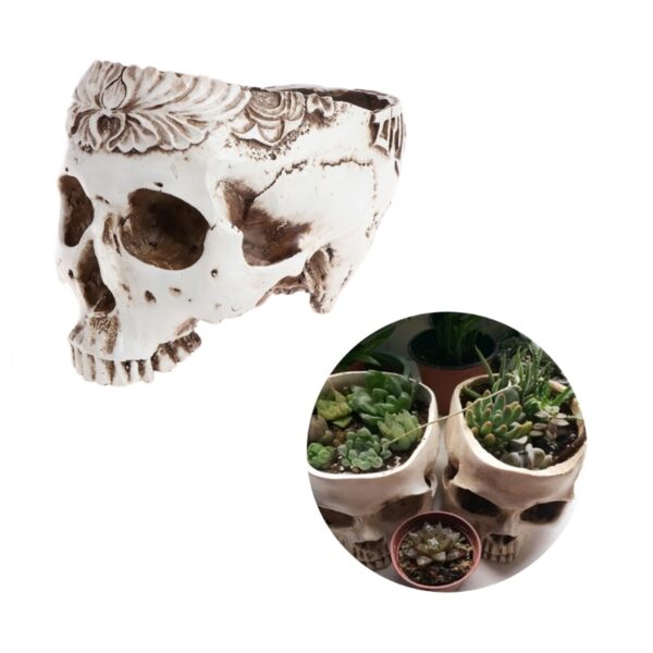 3 ประเภทเรซิ่น Gothic Skull Head Design กระถางดอกไม้ skull รุ่น Planter คอนเทนเนอร์ Home Bar Garden 1