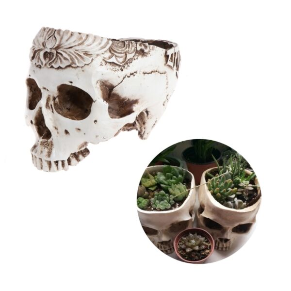 3 Types Resin Gothic Skull Head Design Flower Pot skull model Planter Container Home Bar Garden 1