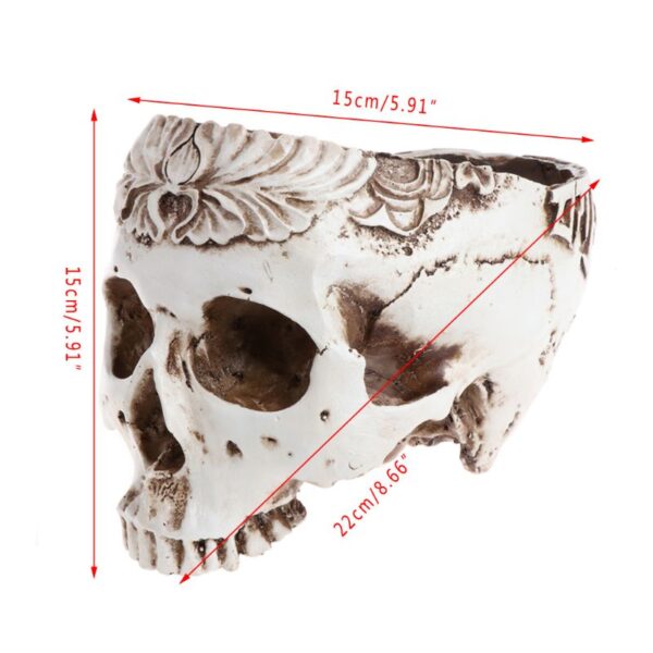 3 Types Resin Gothic Skull Head Design Flower Pot skull model Planter Container Home Bar Garden 5