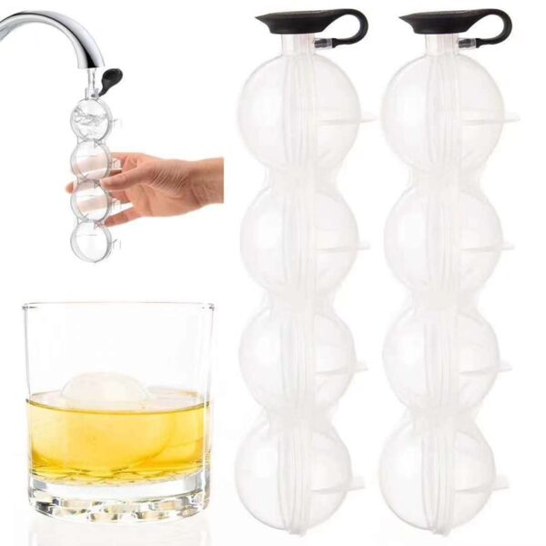 4 Cavity Whisky Ice Tray Ball Tool Maker Mold Sphere Mold Kitchen Tool Silicone Ice Ball 1