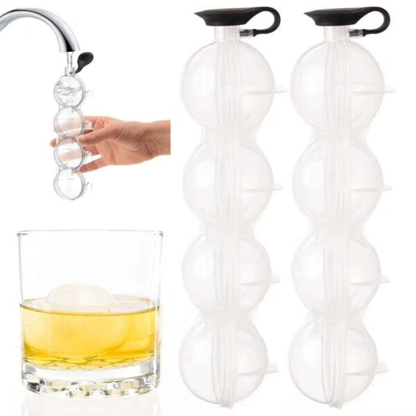 4 Cavity Whisky Ice Tray Ball Tool Maker Mould Sphere Mould Kitchen Kitchen Silicone Ice Ball 1