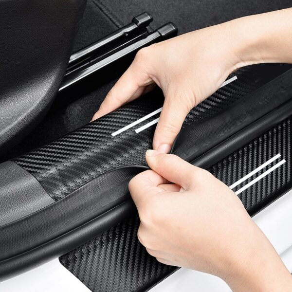 4pcs Car Sticker Door Carbon leather Fiber Sill Plate For BMW M E36 E34 F10 E46 2