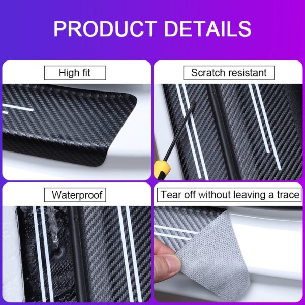 4pcs Car Sticker Door Carbon leather Fiber Sill Plate For BMW M E36 E34 F10 E46 3