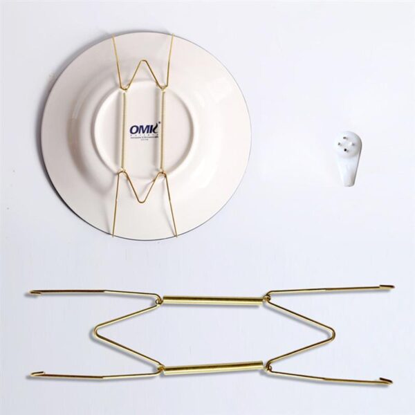 4pcs Wall Display Plates Dish Hangers Holder Spring Wall Plate Metal Hangers with Golden Coating Dish 2