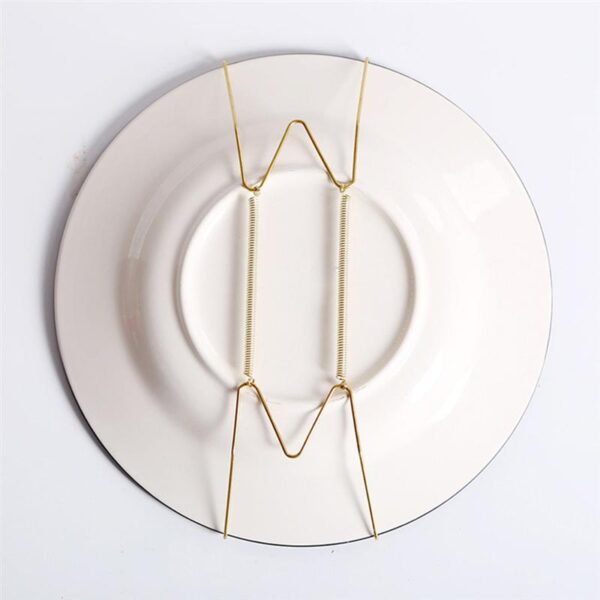 4pcs Wall Display Plates Dish Hangers Holder Spring Wall Plate Metal Hangers with Golden ເຄືອບຈານ 5