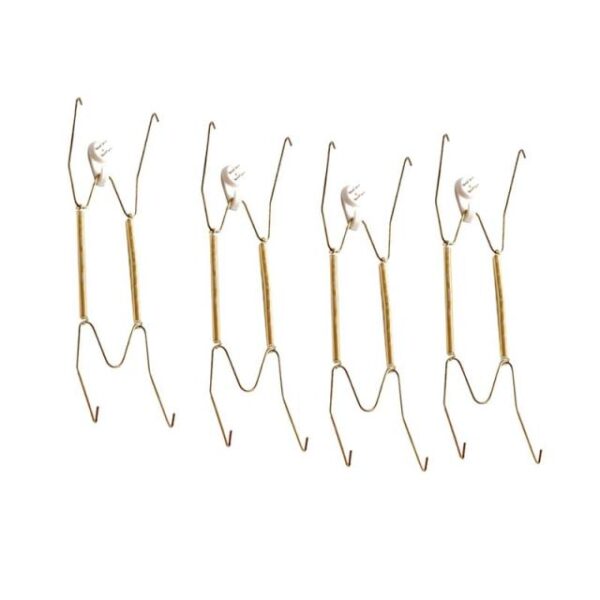 Awọn awo Ifihan Ifihan 4pcs Awọn awopọ Satelaiti Dide Orisun omi Odi Awo Irin Hangers pẹlu Ibora Golden