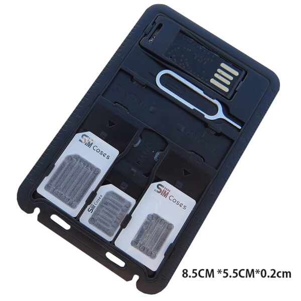 5 in 1 Universal Mini SIM Card Adapter Storage Case Kits For Nano Micro SIM Card 2