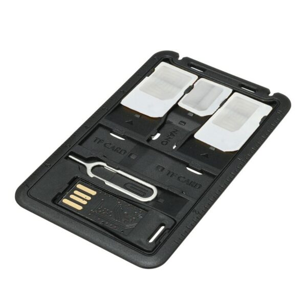 5 in 1 Universal Mini SIM Card Adapter Storage Case Kits For Nano Micro SIM Card 5