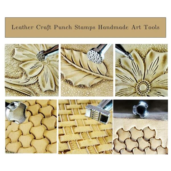 6Pcs Leather Stamping Tools Leather Working Saddle Making Stamps Set Special Shape Stamp Punch Set Leather 4