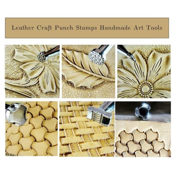 6Pcs Leather Stamping Tools Leather Working Saddle Making Stamps Set Special Shape Stamp Punch Set Leather 4