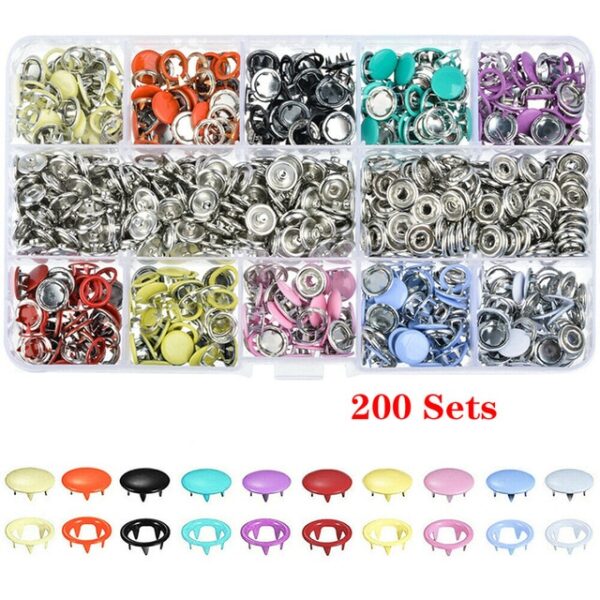 9 5 10mm 100 200Sets Metal Clothes Sewing Buttons Prong Ring Press Studs Snap Fasteners Clip 2.jpg 640x640 2