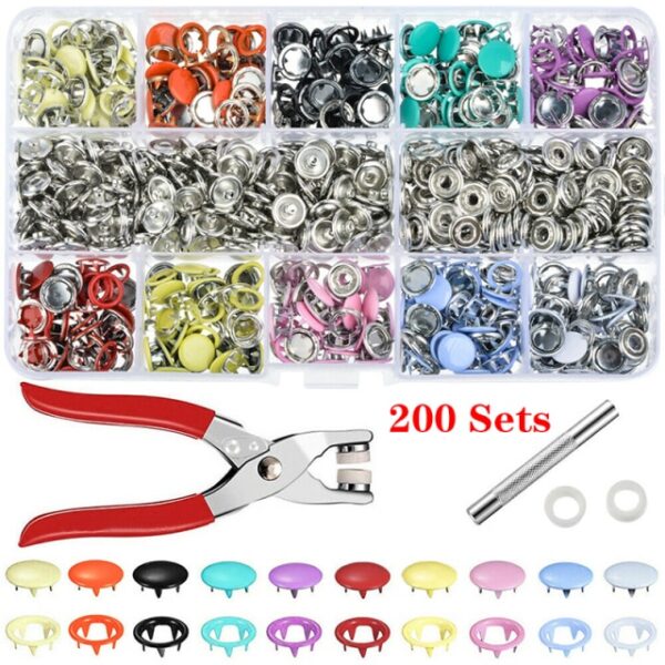 9 5 10mm 100 200Sets Metal Clothes Sewing Buttons Prong Ring Press Studs Snap Fasteners Clip 3.jpg 640x640 3