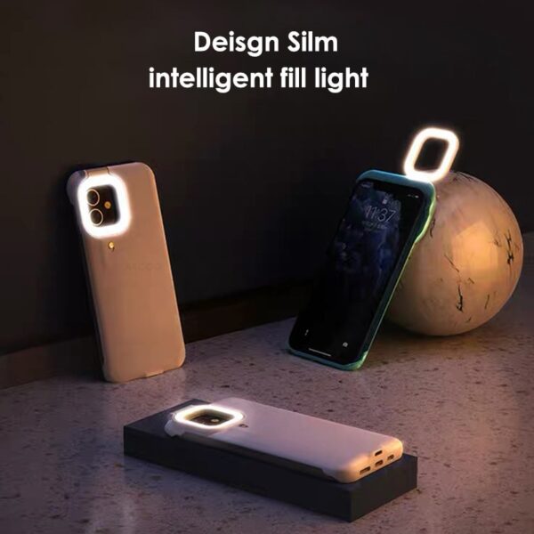 Akcoo pentru iPhone 12 Pro max carcasă cu inel cu lumină LED Selfie lanternă carcasă pentru telefon 1