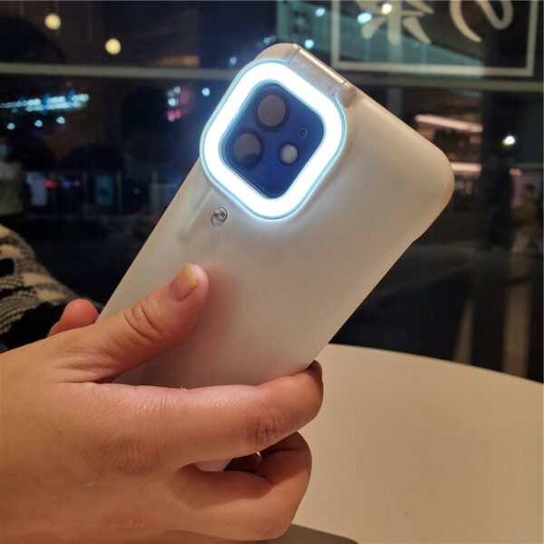 Akcoo สำหรับ iPhone 12 Pro max แหวนแสงแฟลชเคส LED ไฟฉายเซลฟี่เคสมือถือ 3