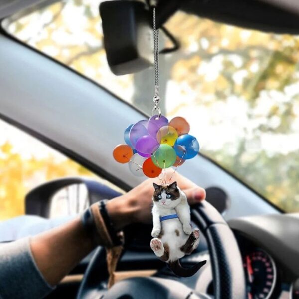 Adornos colgantes de coche de gato con globo colorido colgante de coche creativo colgante de coche interior decoración de adorno colgante 4