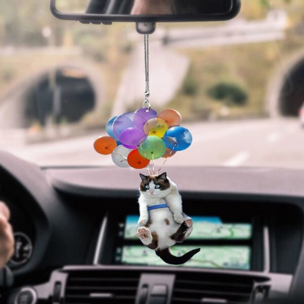 แมวรถแขวนเครื่องประดับกับบอลลูนที่มีสีสันสร้างสรรค์จี้รถภายในรถจี้แขวนเครื่องประดับตกแต่ง