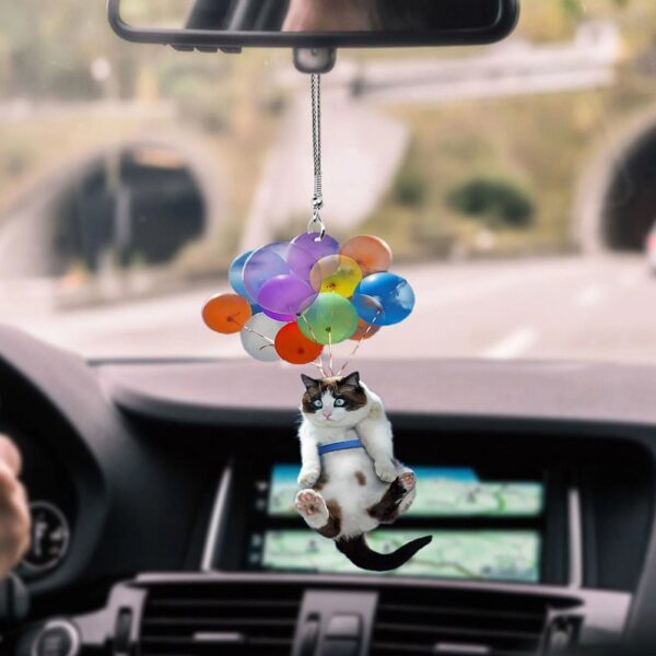 Ornamen Gantung Mobil Kucing Kanthi Balon Warna-warni Kreatif Liontin Mobil Interior Mobil Gantung Hiasan Gantung