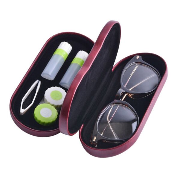 Afirîner Dual Glasses Case Handmade Double Layer Box Qutiyên Lensên Têkilî Ji Bo Mêran