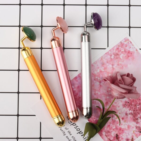 Listrik Bergetar Alami Rose Quartz Jade Roller Facial Massager untuk Face Lifting Slim Jade Stone Pijat 1