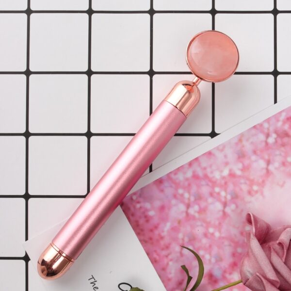 Listrik Bergetar Alami Rose Quartz Jade Roller Facial Massager untuk Face Lifting Slim Jade Stone Pijat 3