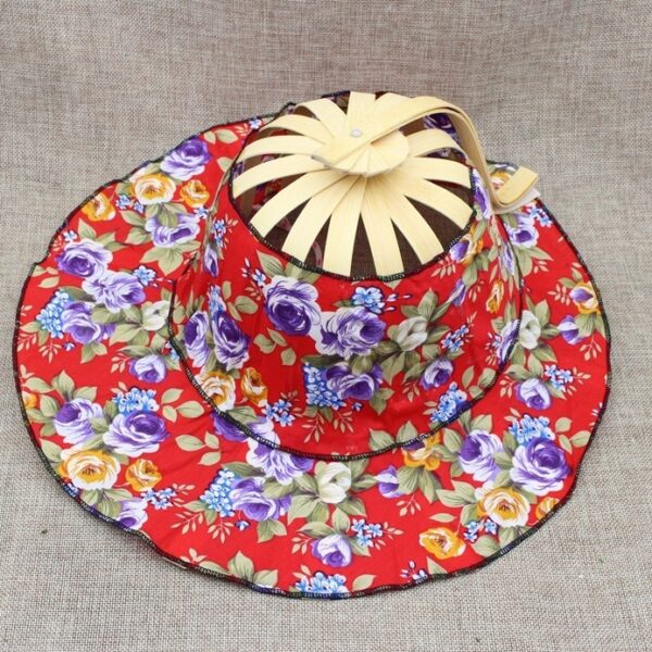 Folding Fan New Arrive Hand Held Folding Fans Traveling cap Summer Women Girl Sun Hat Bamboo 2