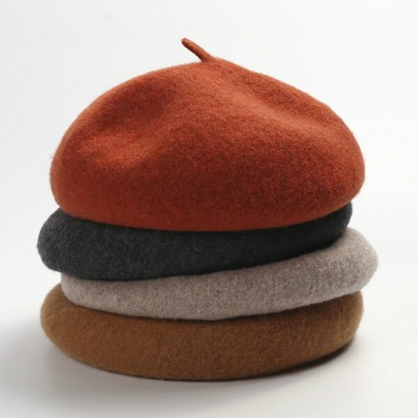 Ladies Solid True Wool Beret for Women Autumn Winter Artist Beret femme Elegant French Hat Bright 3