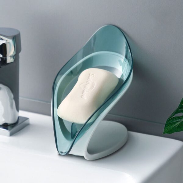 Lapas formas ziepju turētājs Neslīdošs ziepju kastīte tualetes dušas paliktnis notekas statīvs Vannas istabas virtuves sīkrīki 3