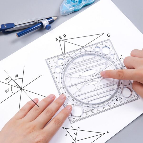 Multifunkčný kaleidoskop Geometrická funkcia Rychlokresliace meracie pravítko Pre študentov Deti Kresliace pravítka Školské potreby 1