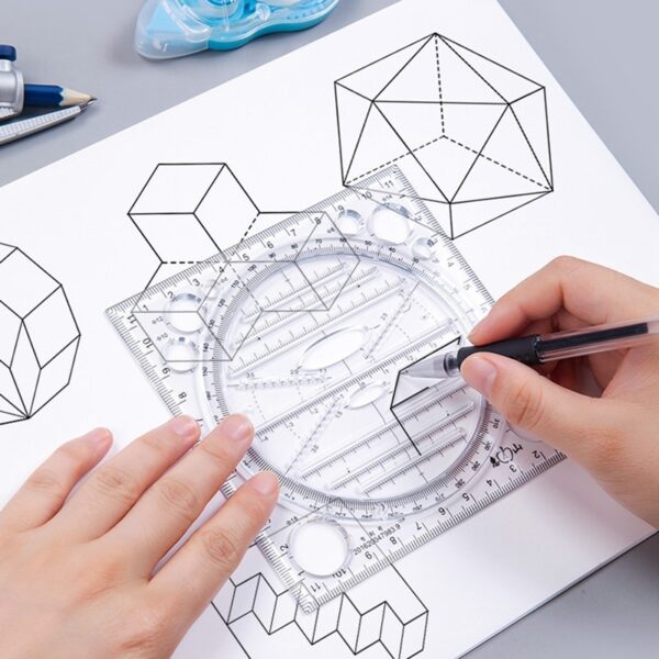 Multifunction Kaleidoscope Geometric Function Quick Drawing Measuring Ruler For Students Children Drawing Rulers School Supplies 3