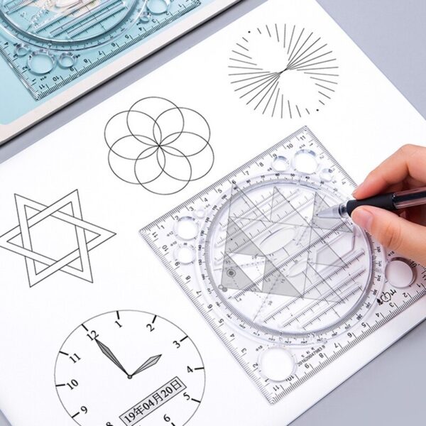 Multifunction Kaleidoscope Geometric Function Quick Drawing Measuring Ruler For Students Children Drawing Rulers School Supplies 4
