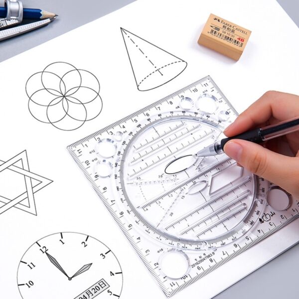 Caleidoscop multifuncțional Funcție geometrică Reglare rapidă de măsurare pentru elevi Copii Reguli de desen Materiale școlare 5