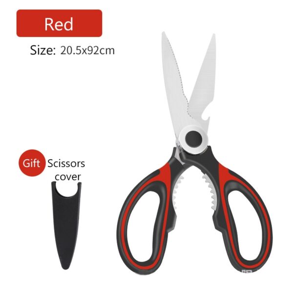 Multifunctional Kitchen Scissors Cutting Knife Plate Stainless Steel Kitchen Meat Cutting Scissors Chicken Bone Opening Bottle 4