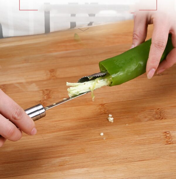 New Vegetable Tool Stainless Steel Jalapeno Pepper Corer Tool Serrated Edge Coring Tool Serrated Seed Remover 4
