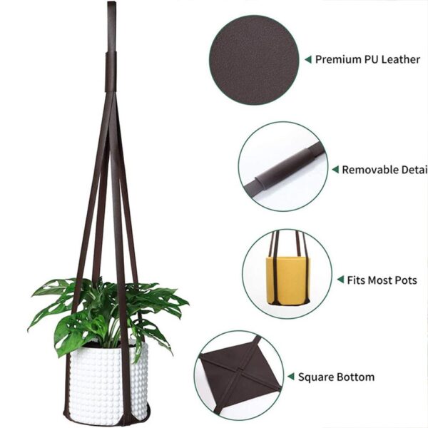 PU Leather Plant Hanger Hanging Planter Flower Pot Holder Home Decor For Indoor Plants Cactus Succulent 1