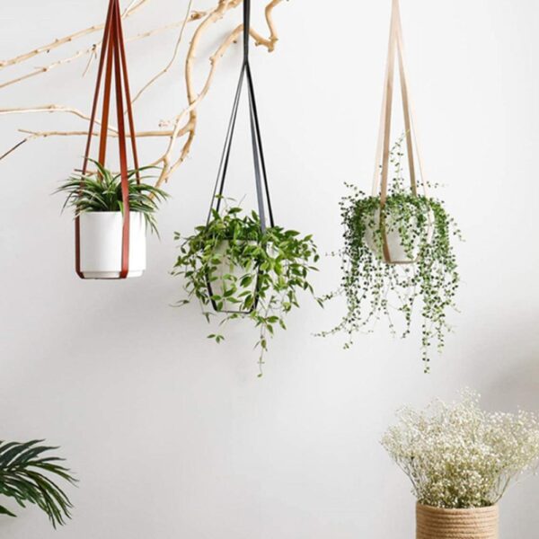 PU Leather Plant Hanger Hanging Planter Flower Pot Holder Home Decor For Indoor Plants Cactus Succulent 2